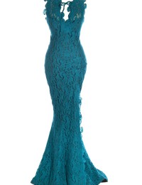 2014 Real Elegant Turquoise Blue Sleeveless Lace Mother Of The Bride Dresses Mermaid Long dress women Party Chiffon EV1059