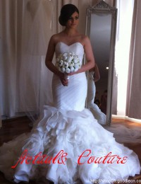 Vestidos De Renda Real Sample Luxury White With Crystal Backless Handmade Flower Mermaid Wedding Dresses Organza VC160