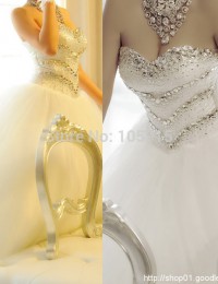 2014 Fashionable Sexy Vintage Ball Gown Sweetheart Neckline Beaded Luxury  Crystal Floor Length Wedding Dresses Bridal Gowns