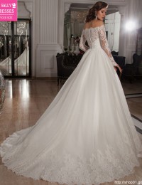 Sexy Long Sleeve Lace Wedding Gowns Charming Vintage Wedding Dress Robe De Mariee Bridal Gowns 2016 Vestido De Noiva MM01A