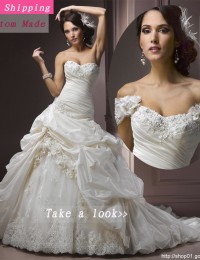 Elaborate Ivory Removable Straps Beaded Ruffles Sweetheart Lace Wedding Dress Wedding Empire Mermaid Satin Wedding Gowns JK07
