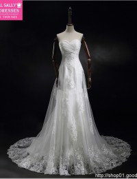 Robe De Mariage Strapless Vintage Wedding Dress Lace Wedding Dress Vestido De Noiva Com Renda Wedding Gowns Lace Up 2015 BW-04