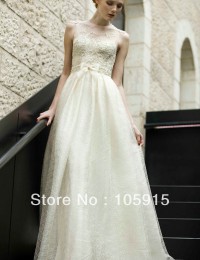 Custom Made Fashion Charming With Pearls Beads Sequins Lace See Through Wedding Dresses Tulle VC-80