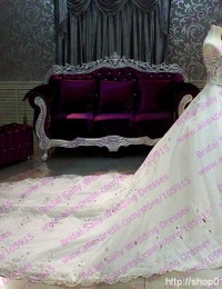Luxury Crystal Princess Wedding Dresses 2015 Lace Up Sequins Vintage Wedding Gowns Shopping Sales Online Strapless W5877A