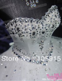 2013 Royal White Bandage Sequins Rhinestone Crystal Actual Ball Gown Wedding Guest Dresses Organza WY-13