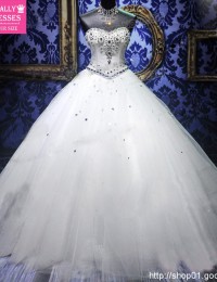 2013 Royal White Bandage Sequins Rhinestone Crystal Actual Ball Gown Wedding Guest Dresses Organza WY-13