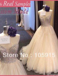 Real Sample Charming Sweetheart Ivory Lace Wedding Dresses With Beads Princess Bridal Gowns Tulle MH-102