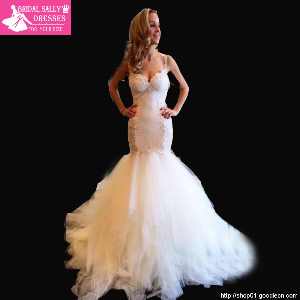 Amazing See Through Back Romantic Sexy Lace Wedding Dress Mermaid Wedding Dresses Vestido De Noiva Robe De Mariage 2015 MS102